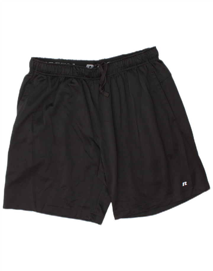 RUSSELL ATHLETIC Short de sport Dri-Power pour hommes, grand, noir, polyester