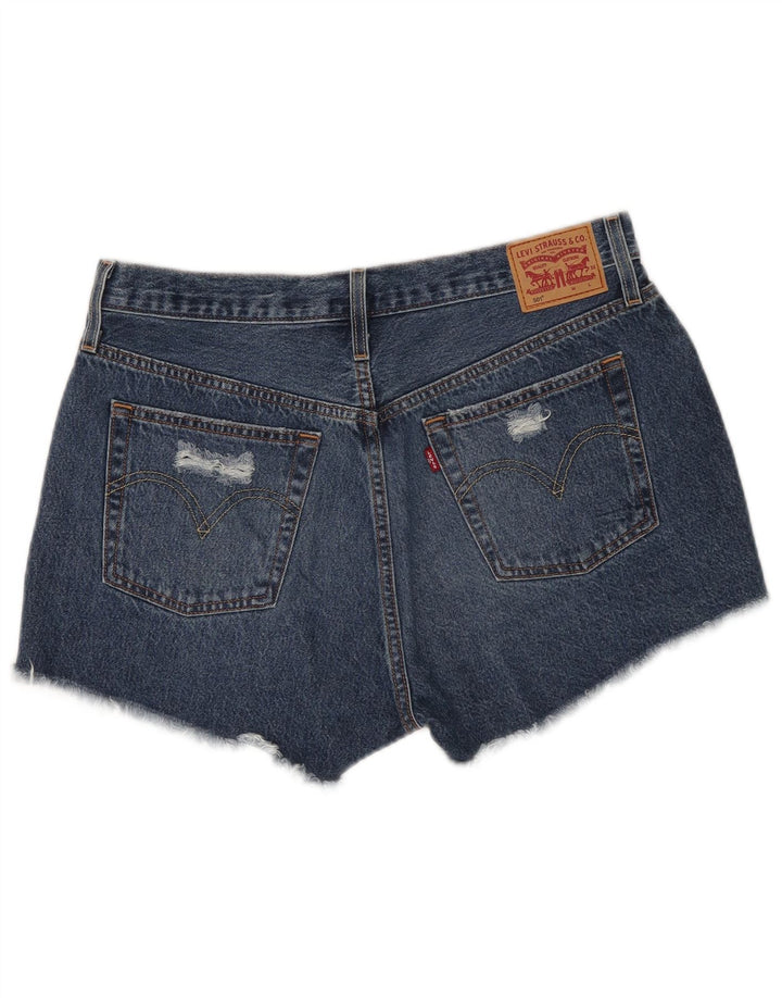 Levi's Short 501 Distressed Denim W32 Large Femme Bleu Coton