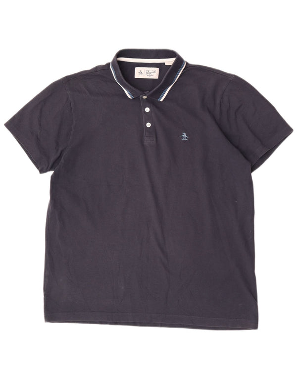 Penguin Polo Homme Large Bleu Marine Rayé Coton