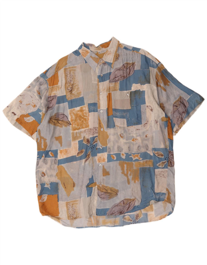 vintage Homme Motif Abstrait Chemise Taille 43/44 XL Multicolore