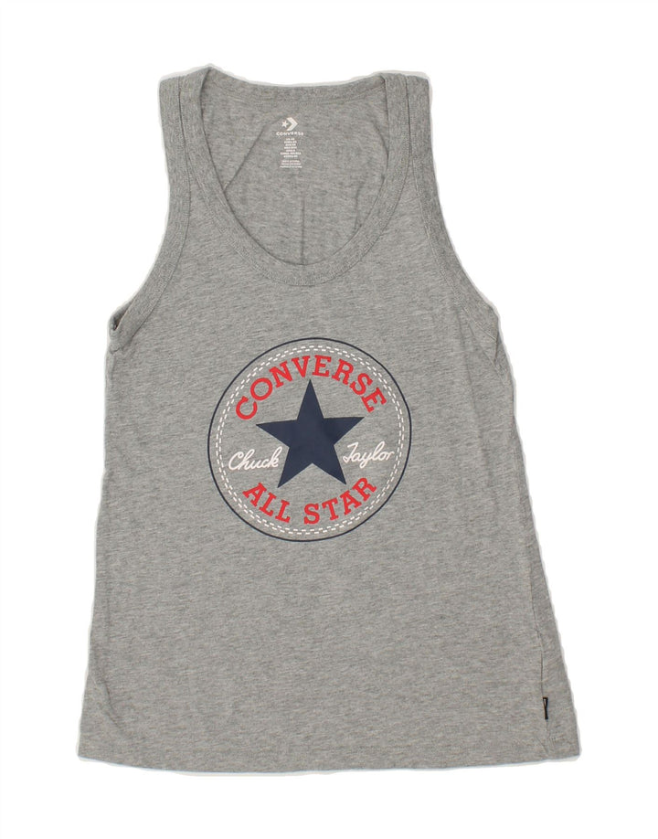 CONVERSE Womens Graphic Vest Top UK 4 XS Grey Cotton Vintage Converse and Second-Hand Converse from Messina Hembry 