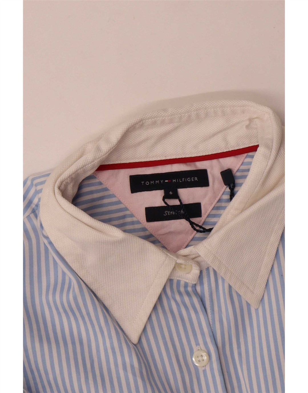Tommy Hilfiger Chemise Femme US 6 Coton Bleu Moyen à Fines Rayures
