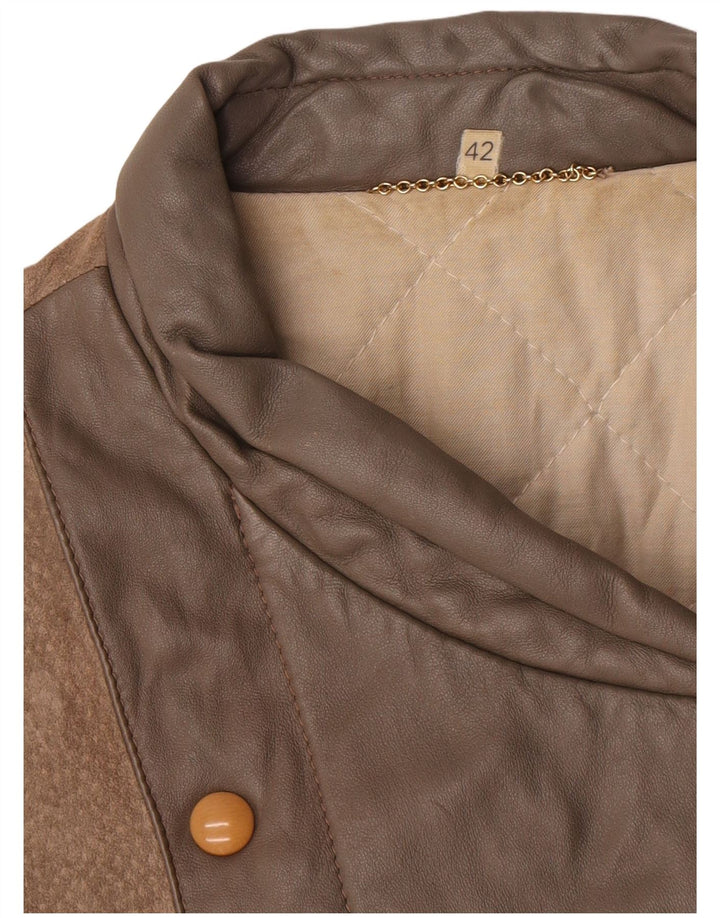 vintage Femme Daim Bomber Jacket IT 42 Brun Moyen