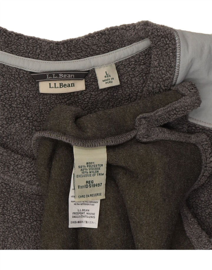 L.L.BEAN Womens Fleece Jumper UK 16 Large Grey Colourblock Polyester Vintage L.L.Bean and Second-Hand L.L.Bean from Messina Hembry 