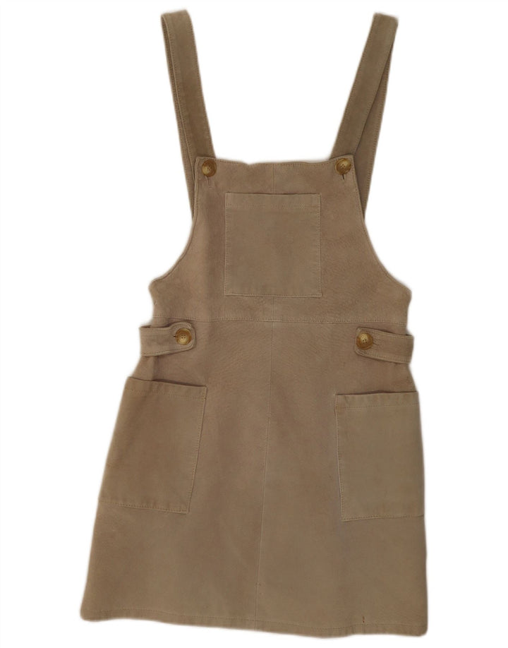 vintage Femme Daim Pinafore Jupe W28 Beige Moyen