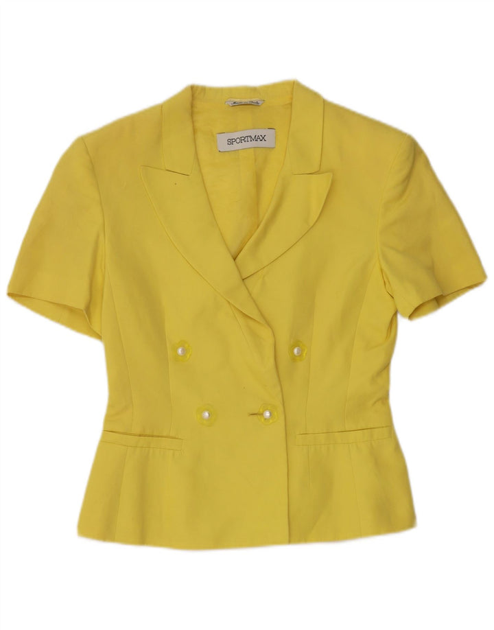 Sportmax Veste blazer à manches courtes pour femme UK 10 Petit Jaune