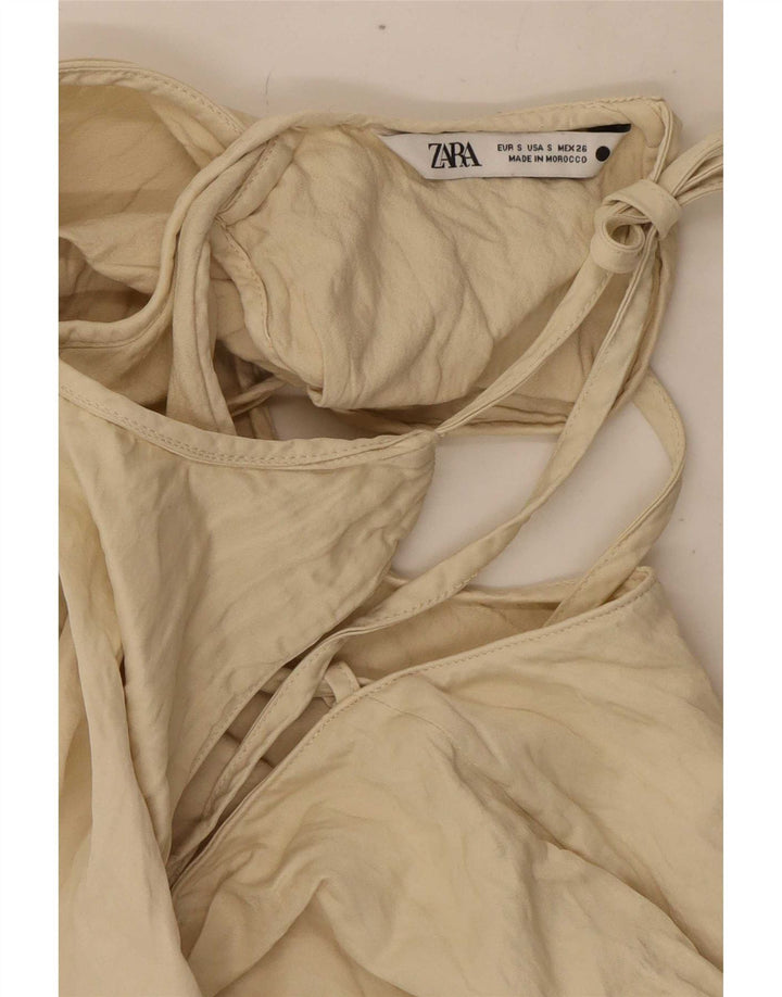 Zara Haut Licou Femme UK 10 Petit Viscose Blanc Cassé