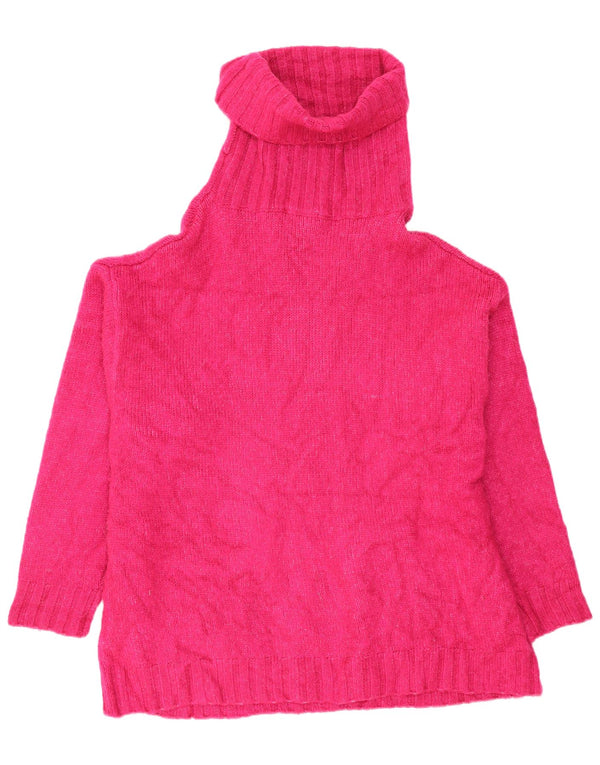 Zara Pull surdimensionné à col roulé pour femme UK 14 Acrylique rose moyen