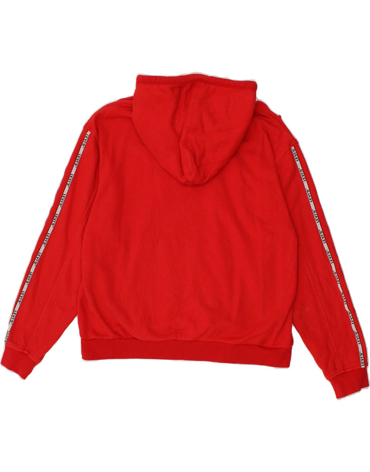 LEVI'S Womens Oversized Graphic Hoodie Jumper UK 14 Medium Red Cotton Vintage Levi's and Second-Hand Levi's from Messina Hembry 