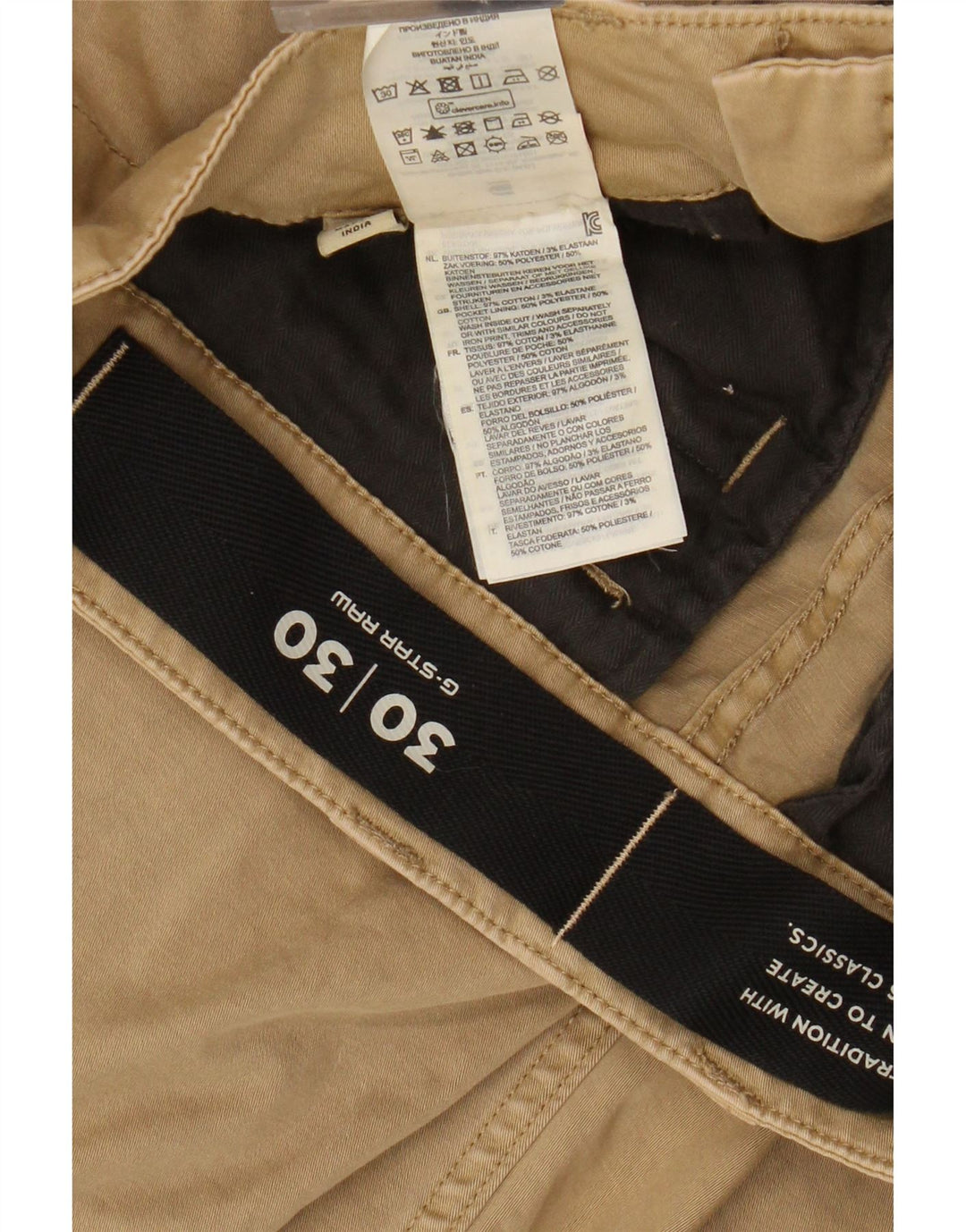 G-STAR Pantalon cargo slim classique pour homme W30 L30 Coton beige