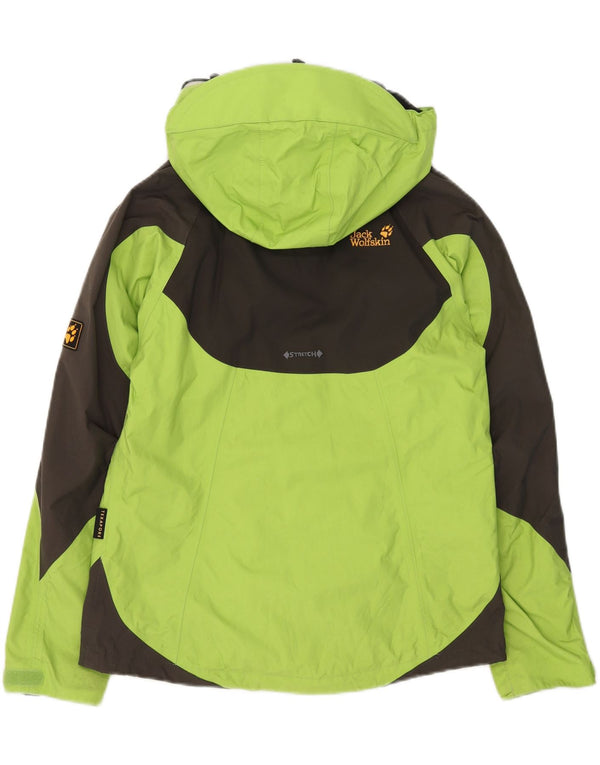 Jack Wolfskin Veste de pluie à capuche pour femme UK 12/14 Vert moyen Colourblock