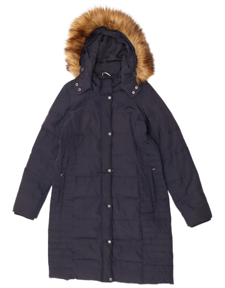 Crew Clothing Manteau rembourré à capuche pour femme UK 12 Bleu marine moyen Polyester