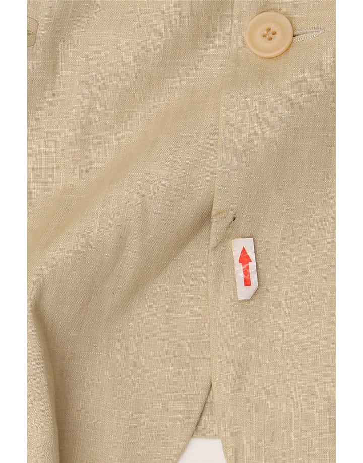 vintage Homme 3 Bouton Blazer Veste UK 38 Lin Beige Moyen