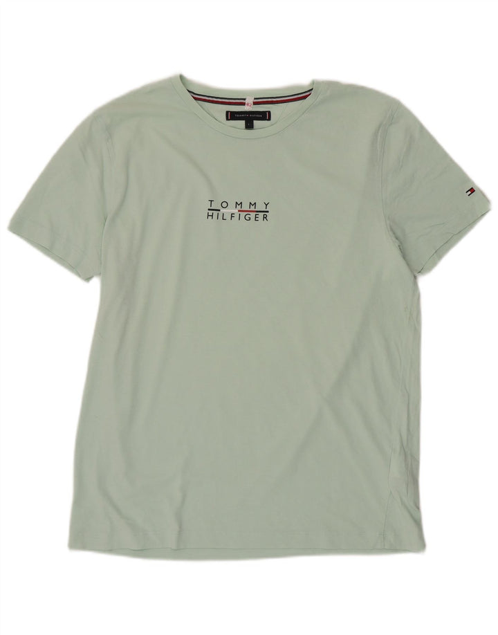 TOMMY HILFIGER T-shirt graphique pour femme UK 16 Large Vert Coton