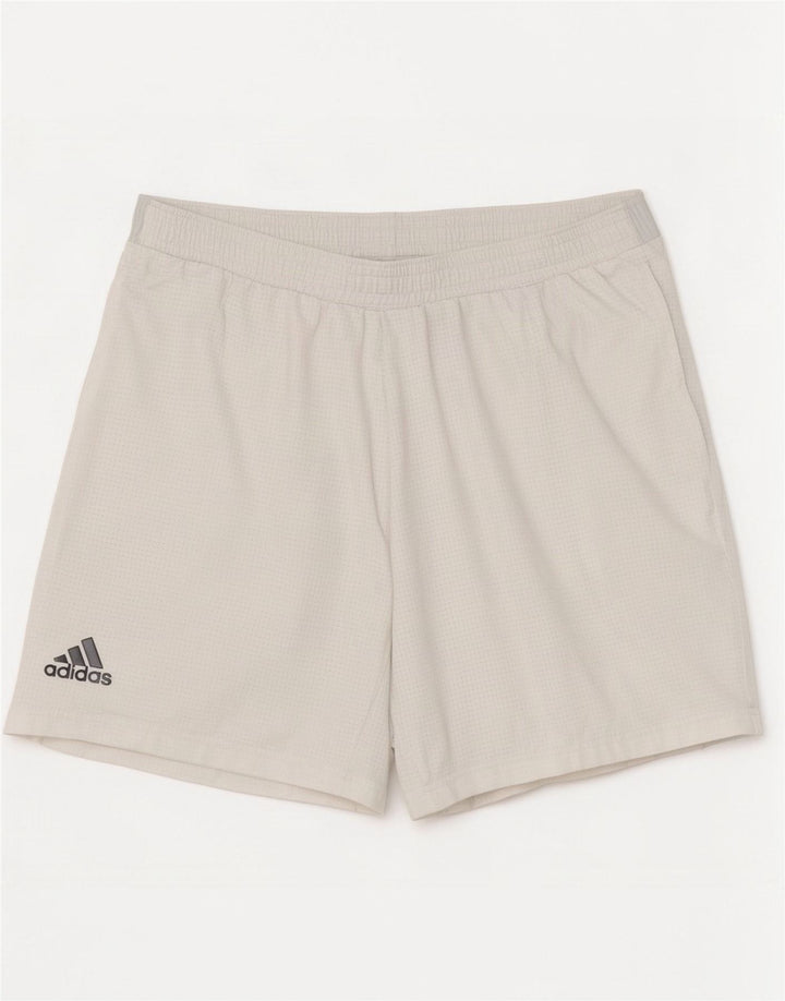Adidas Short de sport pour homme XL en polyester à carreaux blancs