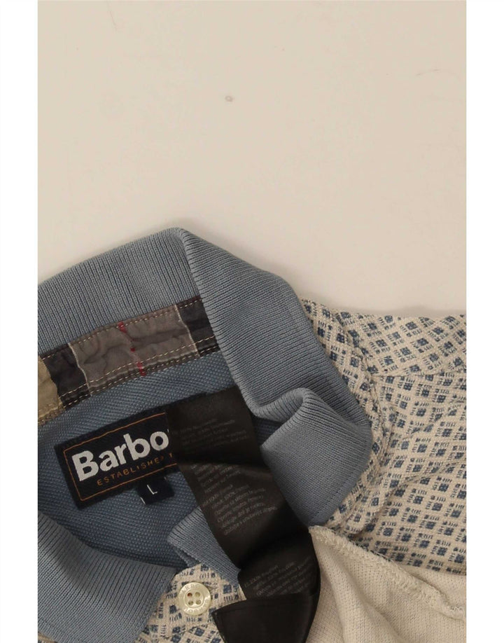 Barbour Polo Homme Grand Gris Géométrique Coton