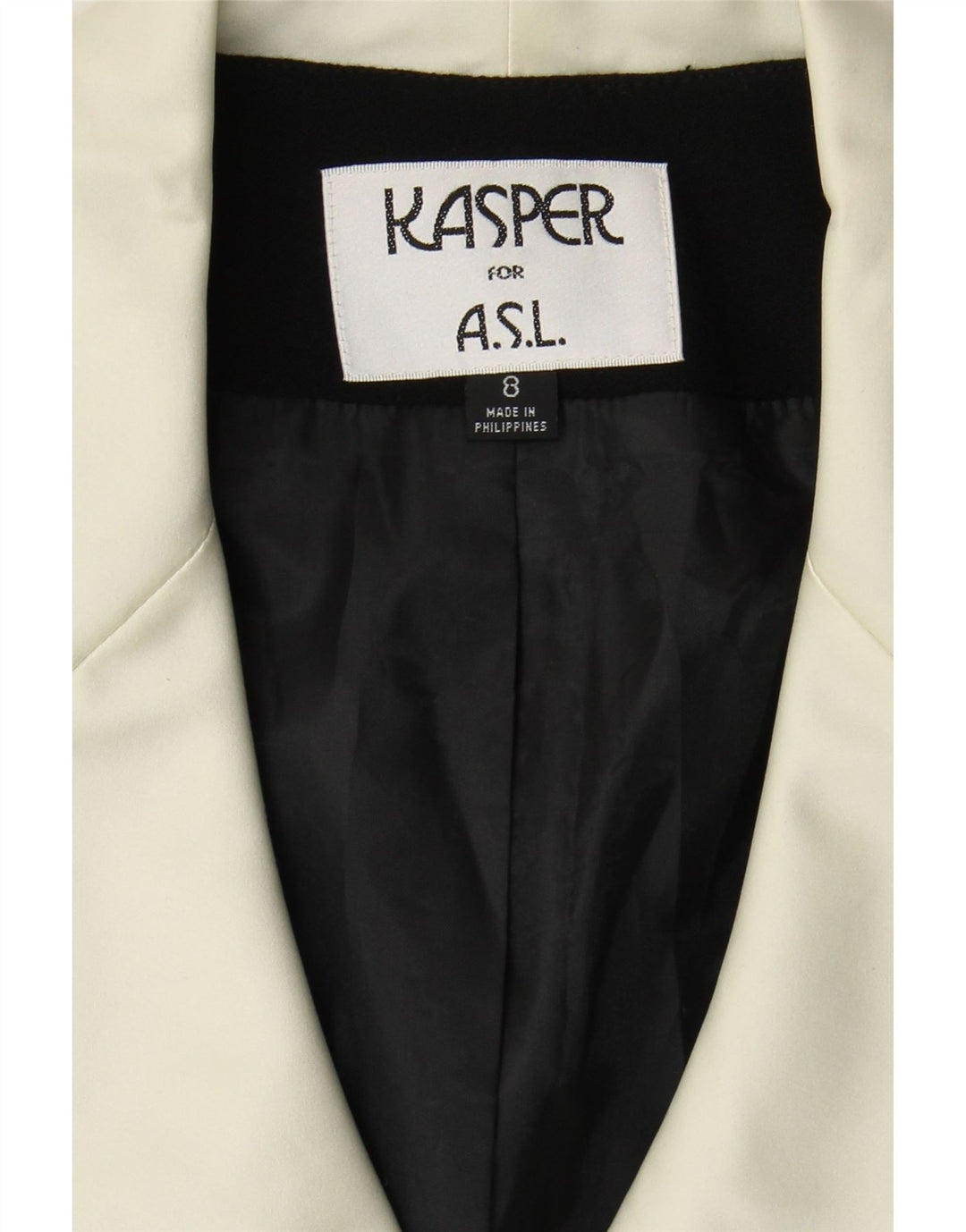 KASPER Womens 4 Button Blazer Jacket US 8 Medium Black Rayon Vintage Kasper and Second-Hand Kasper from Messina Hembry 