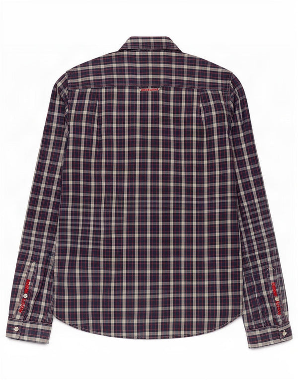 Superdry Chemise Homme Bleu Marine Moyen Carreaux Coton