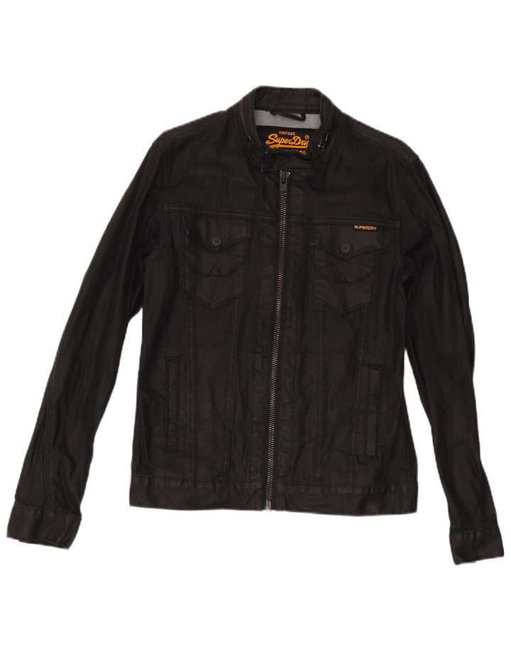 Superdry Veste en Jean Homme UK 36 Petit Coton Noir