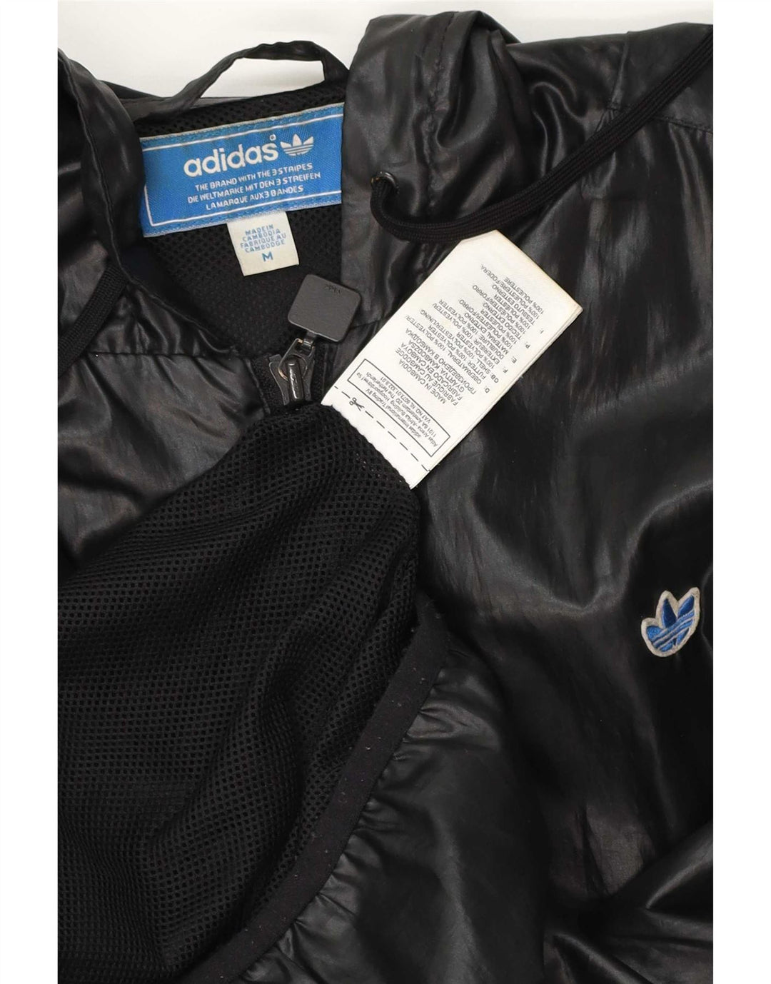Adidas Veste de pluie à capuche pour homme UK 38 Medium Noir Polyester
