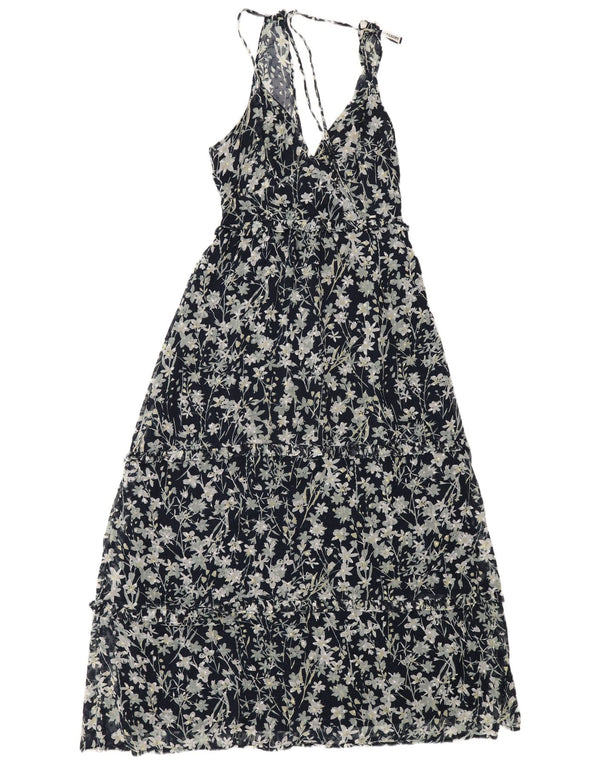 Superdry Robe longue sans manches pour femme UK 10 Petit Bleu marine Floral Bohème