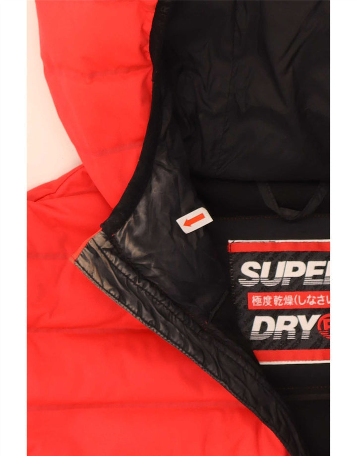 Superdry Veste matelassée à capuche pour femme UK 10 Small Rouge Polyester