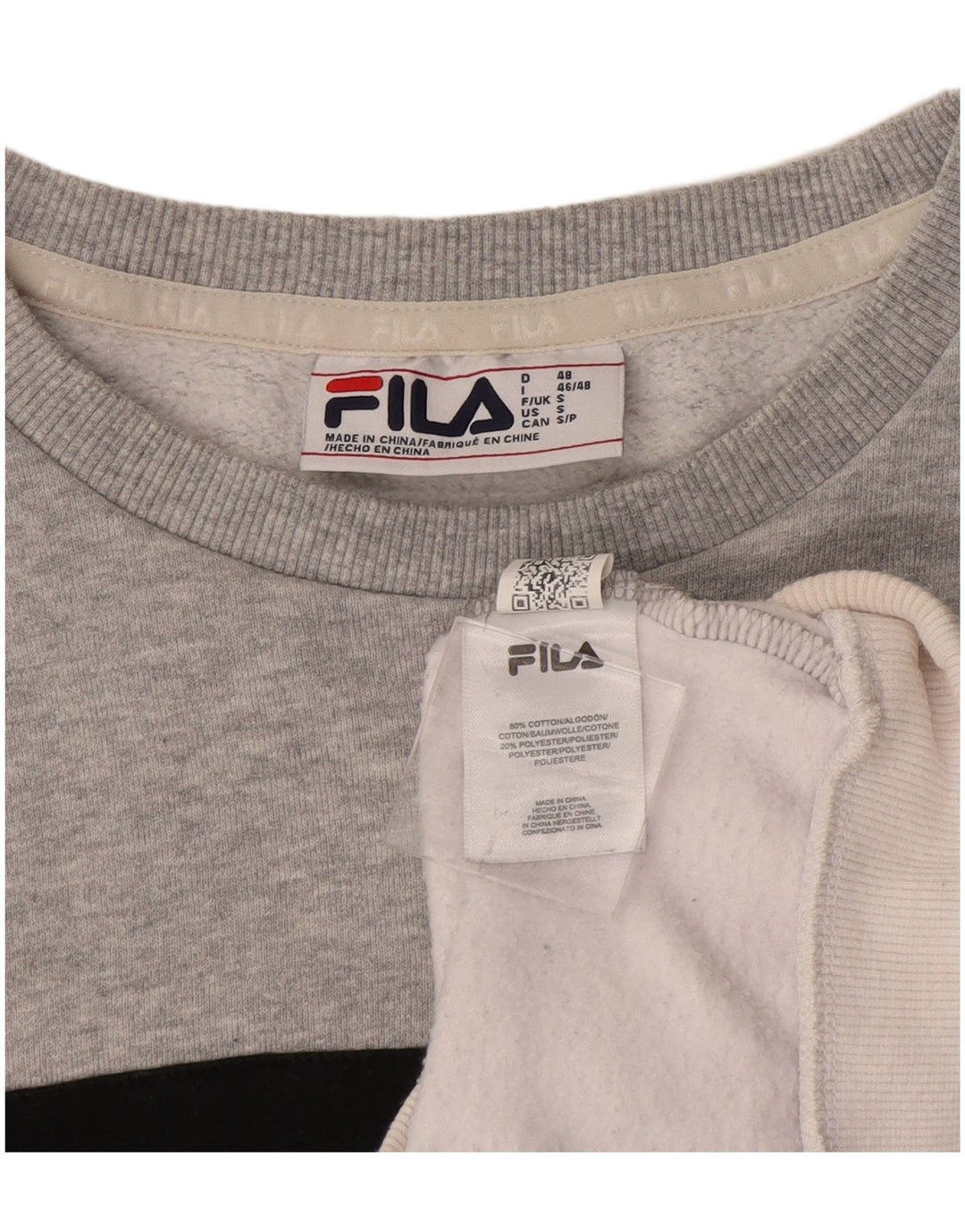 Fila Sweat-shirt graphique pour hommes, petit, gris, coton color block