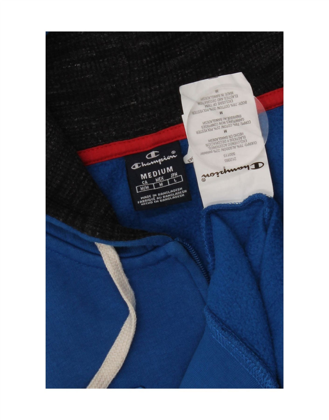 Champion Pull à Capuche Zippé Graphique Homme Bleu Moyen Coton