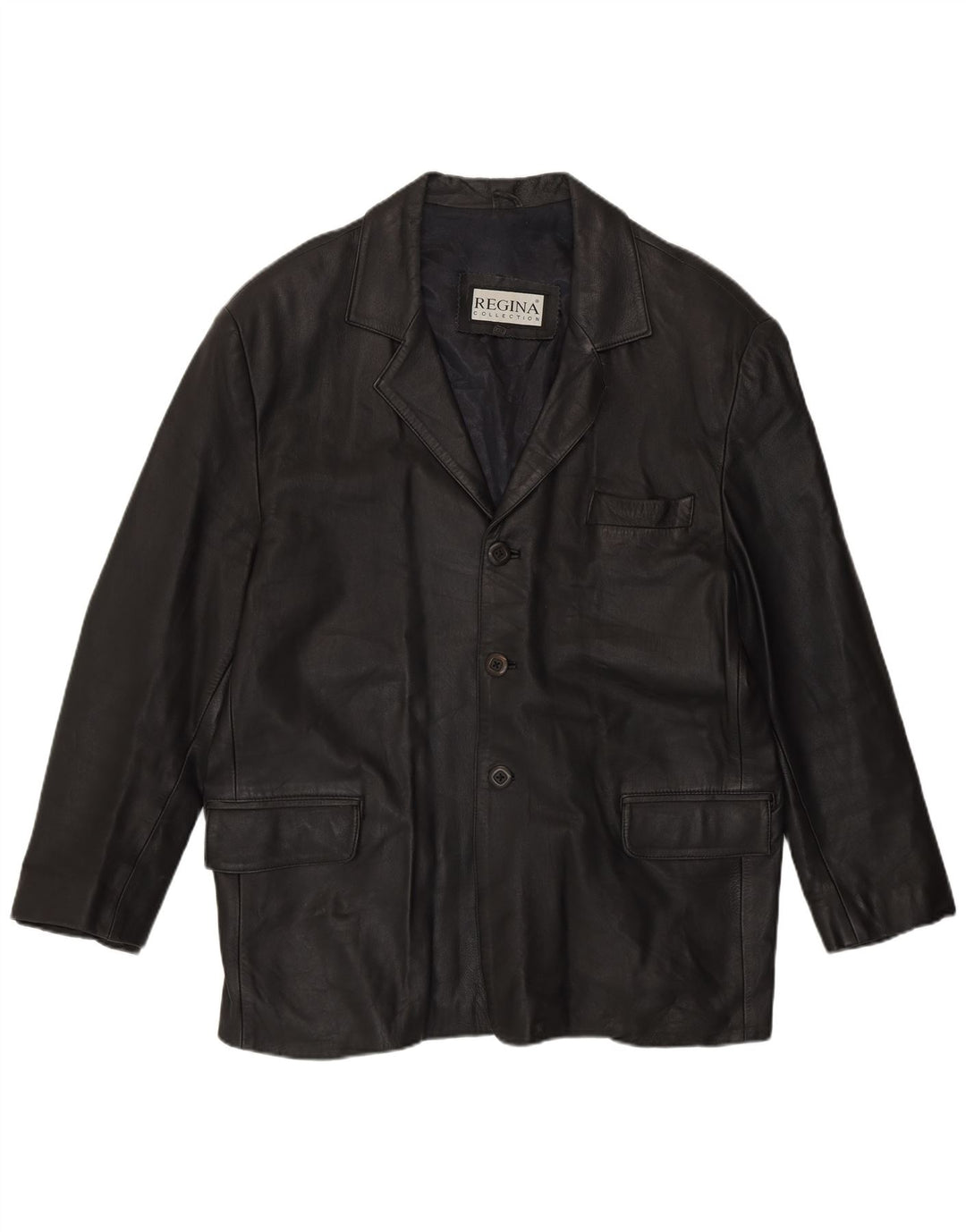 Regina Veste en cuir pour homme UK 44 2XL Cuir noir
