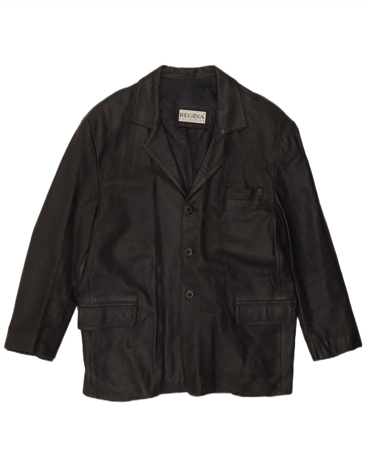 Regina Veste en cuir pour homme UK 44 2XL Cuir noir
