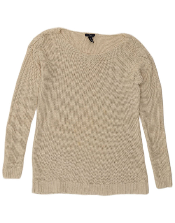 Gap Pull Col Bateau Femme UK 12 Coton Beige Moyen