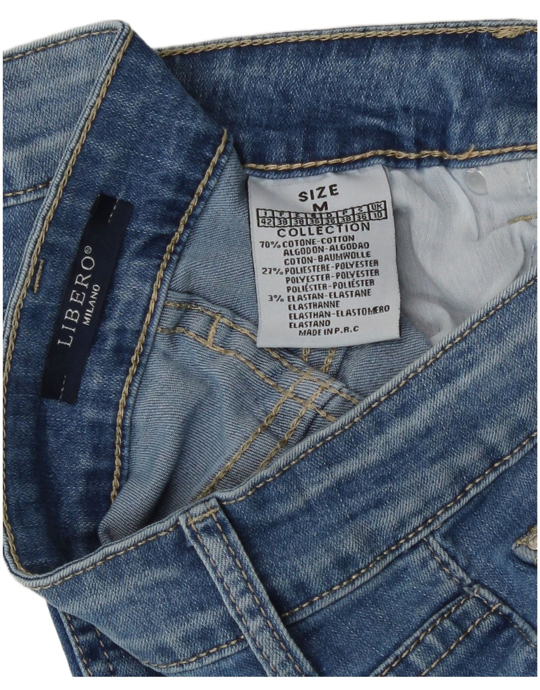 Libero Jean Slim Flare Femme Moyen W27 L31 Bleu Coton
