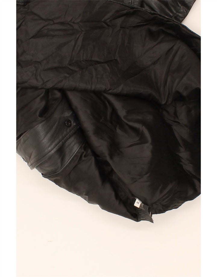 VINTAGE Womens Leather Coat IT 48 XL Black Leather Vintage Vintage and Second-Hand Vintage from Messina Hembry 