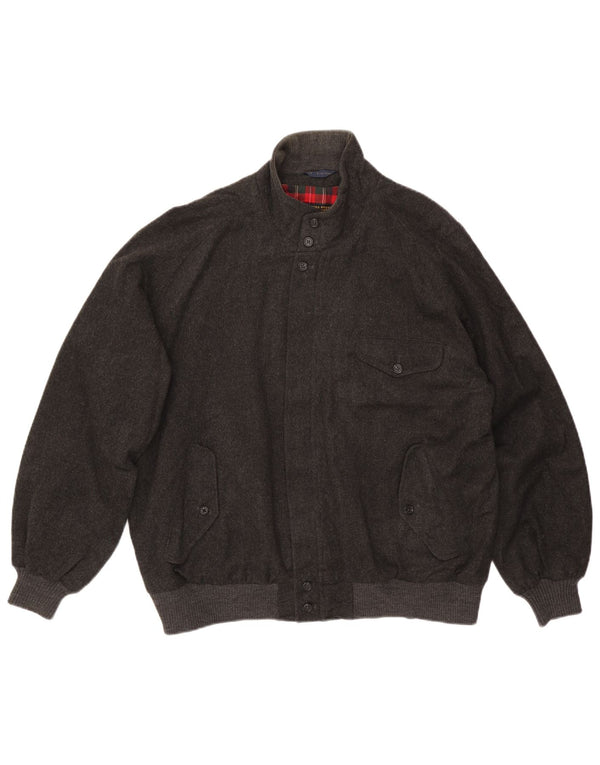 Brooks Brothers Mens Bomber Jacket UK 44 2XL Grey Wool