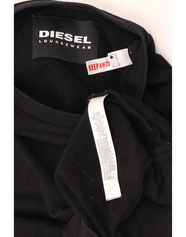 Diesel Sweat-shirt graphique pour femme UK 14 en coton noir moyen