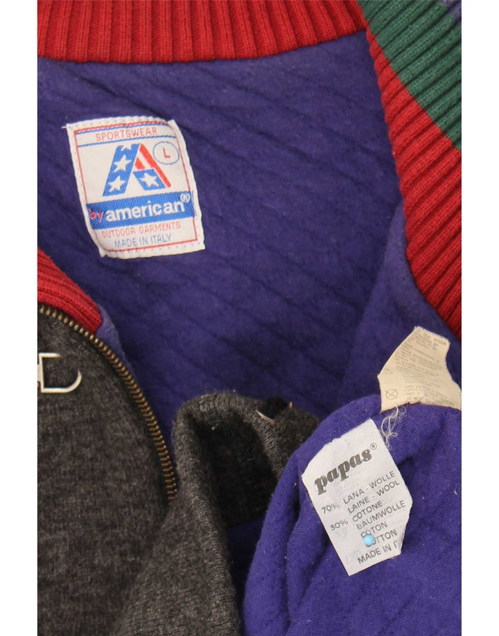 By American Veste anorak tricotée pour homme en laine color block gris Taille L