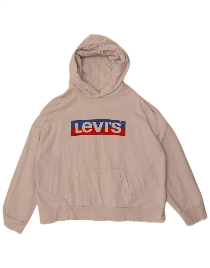 Levi's Pull à Capuche Graphique Oversize Femme UK 14 Blanc Moyen Coton