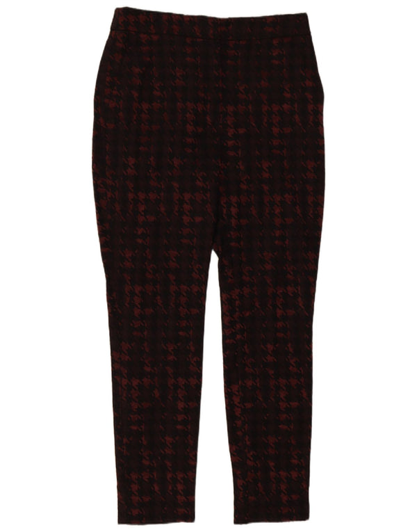 Reiss Pantalon court slim pour femme UK 8 Small W26 L25 Bordeaux Pied-de-poule