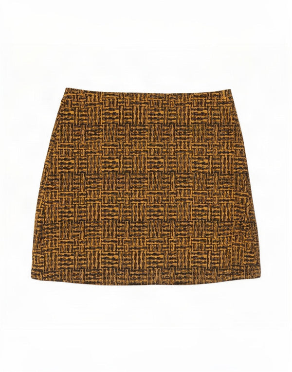 Marks & Spencer Mini jupe femme UK 14 Large W36 marron géométrique polyester