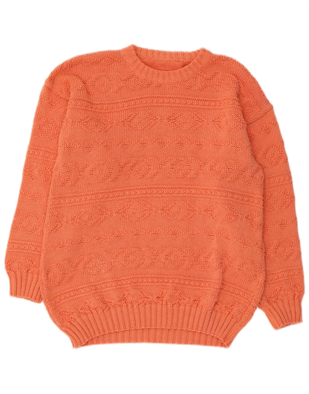 VINTAGE Pull col bateau femme UK 12 Orange moyen
