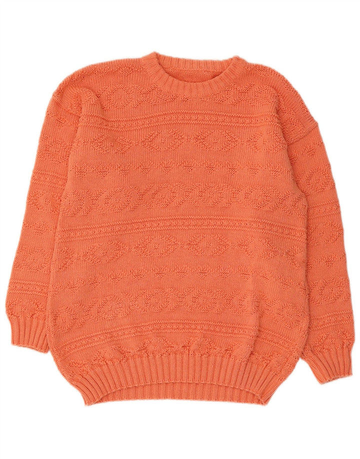 VINTAGE Pull col bateau femme UK 12 Orange moyen