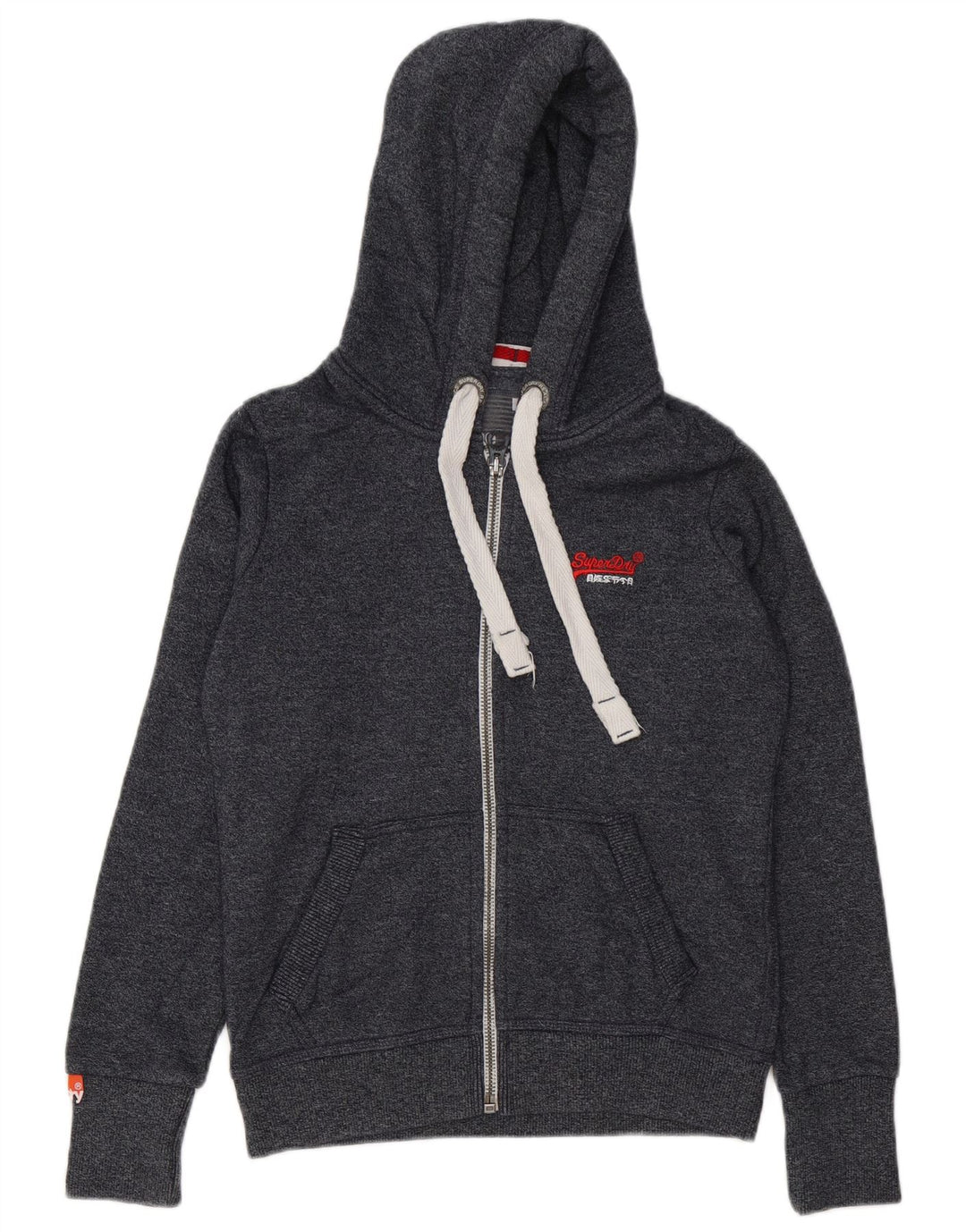 Superdry Pull à capuche zippé en coton moucheté gris moyen