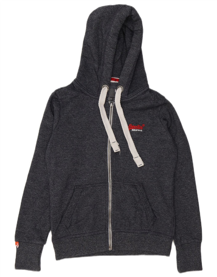 Superdry Pull à capuche zippé en coton moucheté gris moyen