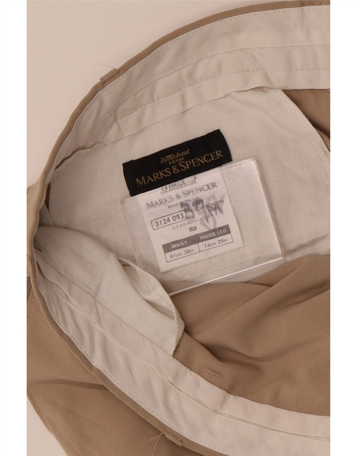 Marks & Spencer Pantalon court homme W38 L24 Beige Polyester