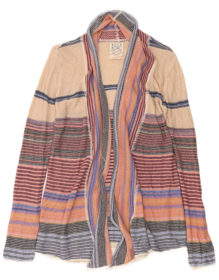 Billabong Womens Open Cardigan Sweater UK 10 Small Multicolore Rayé