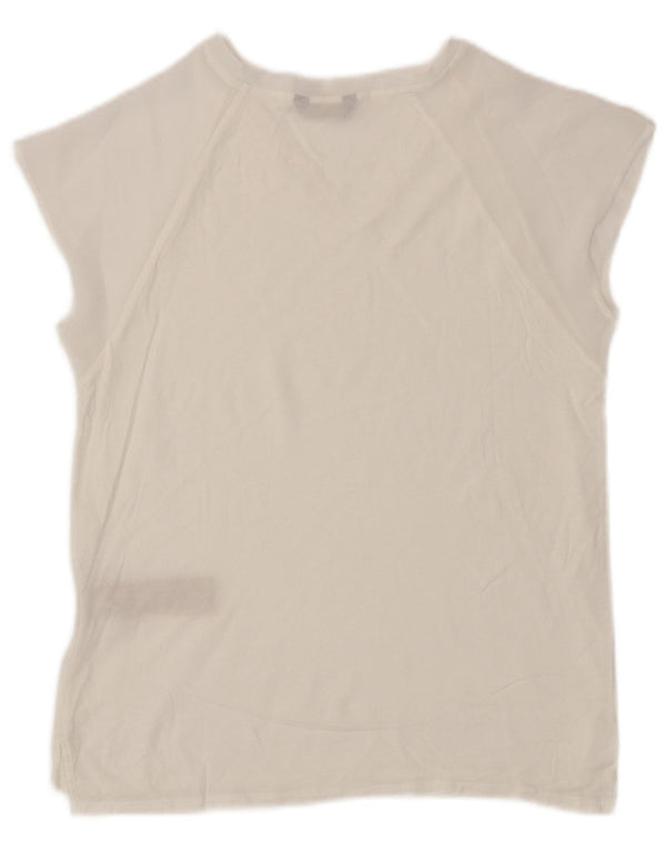 Massimo Dutti T-shirt pour femme UK 10 Petit Lyocell Blanc