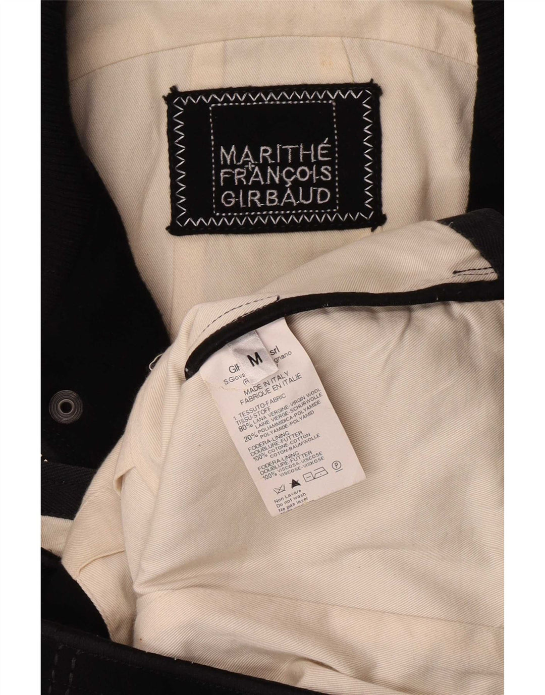 Marithé François Girbaud Veste Bomber Homme UK 38 Laine Vierge Noire Moyenne