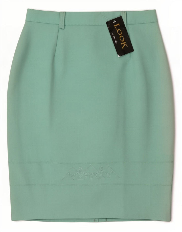 jupe crayon vintage femme moyen W30 vert polyester