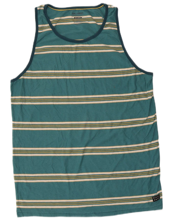 Billabong Hommes Coupe Ajustée Débardeur 2XL Vert Rayé Coton