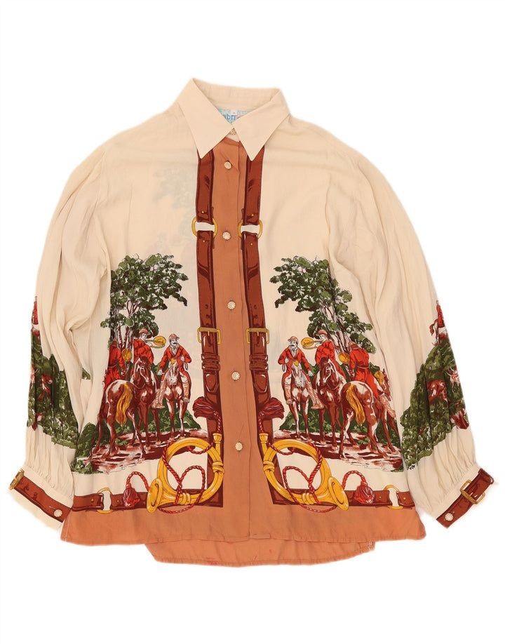 GABRI ELLE LA CAMICIA Chemisier graphique pour femme UK 16 Large Off White